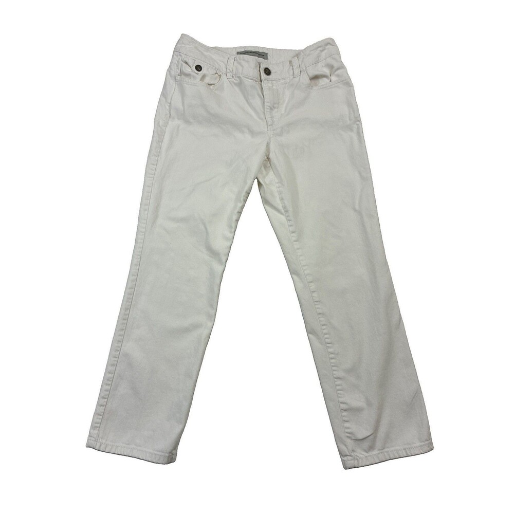 Chico's Platinum Jeans Womens 6 Chicos 0.5 White Mid Rise Ankle Straight
